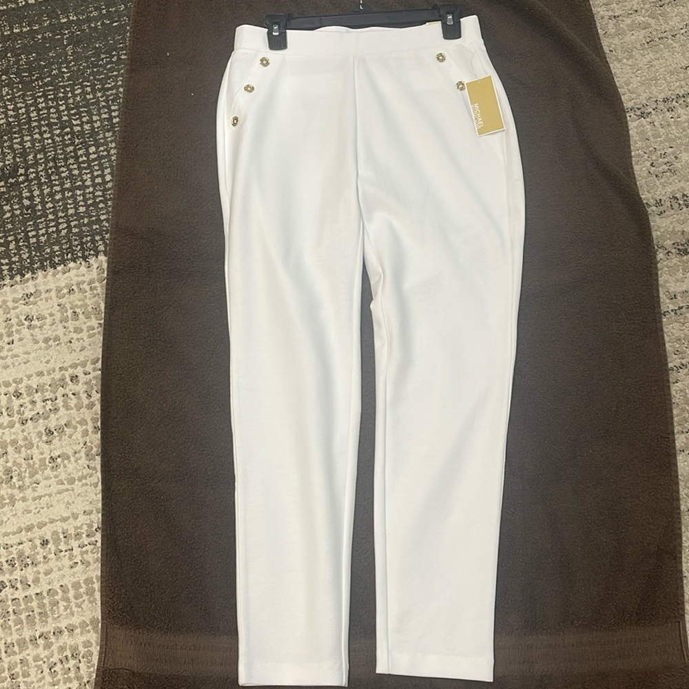 NEW WITH TAGS ! Michael Kors Women’s White Skinny Ankle Pull On Pants Size - M